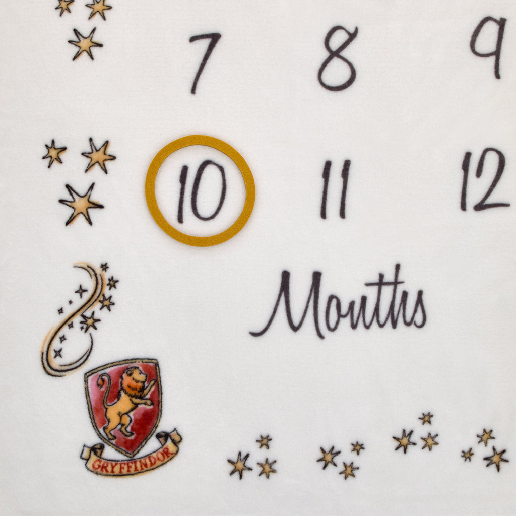 Warner Bros  Harry Potter Magical Moments White and Gold Milestone Baby Blanket