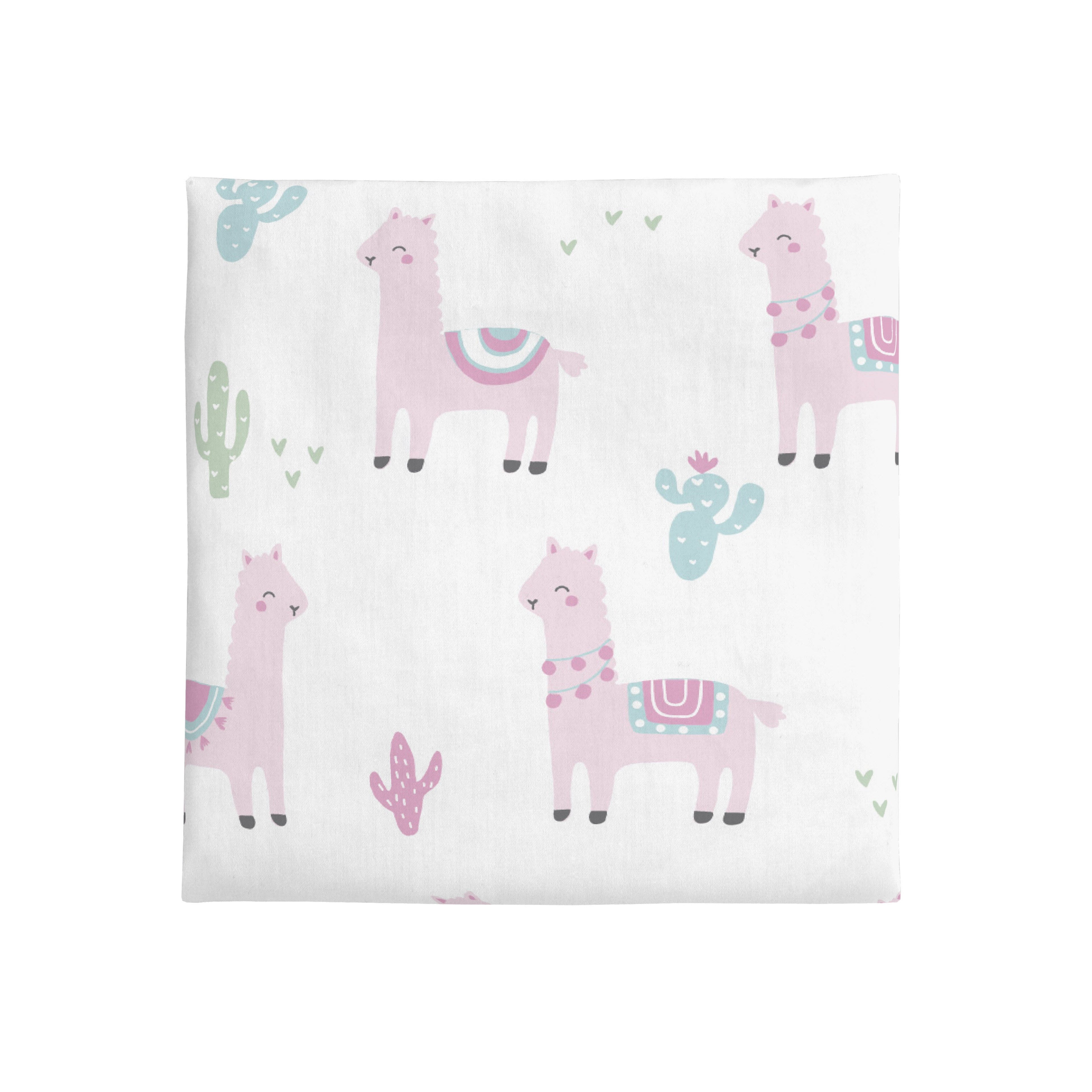 NoJo Super Soft Pink Llama Nursery Crib Fitted Sheet