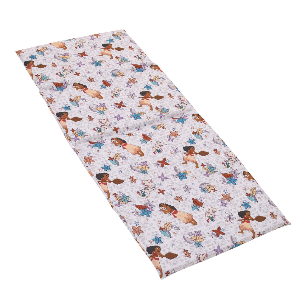 Moana Free as the Ocean Aqua, Purple, Orange, and White Tropical Preschool Nap Pad Sheet