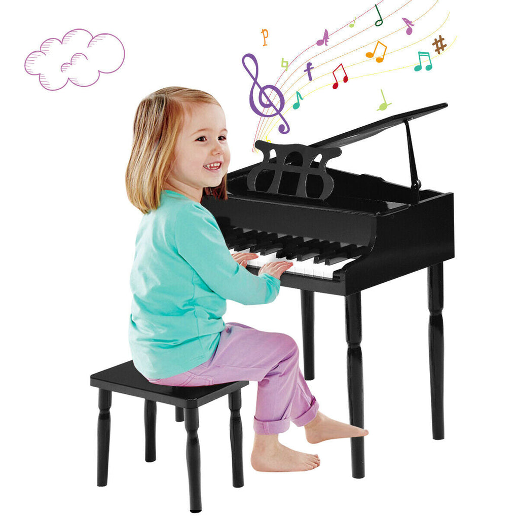30-Key Wood Toy Kids Grand Piano with Bench