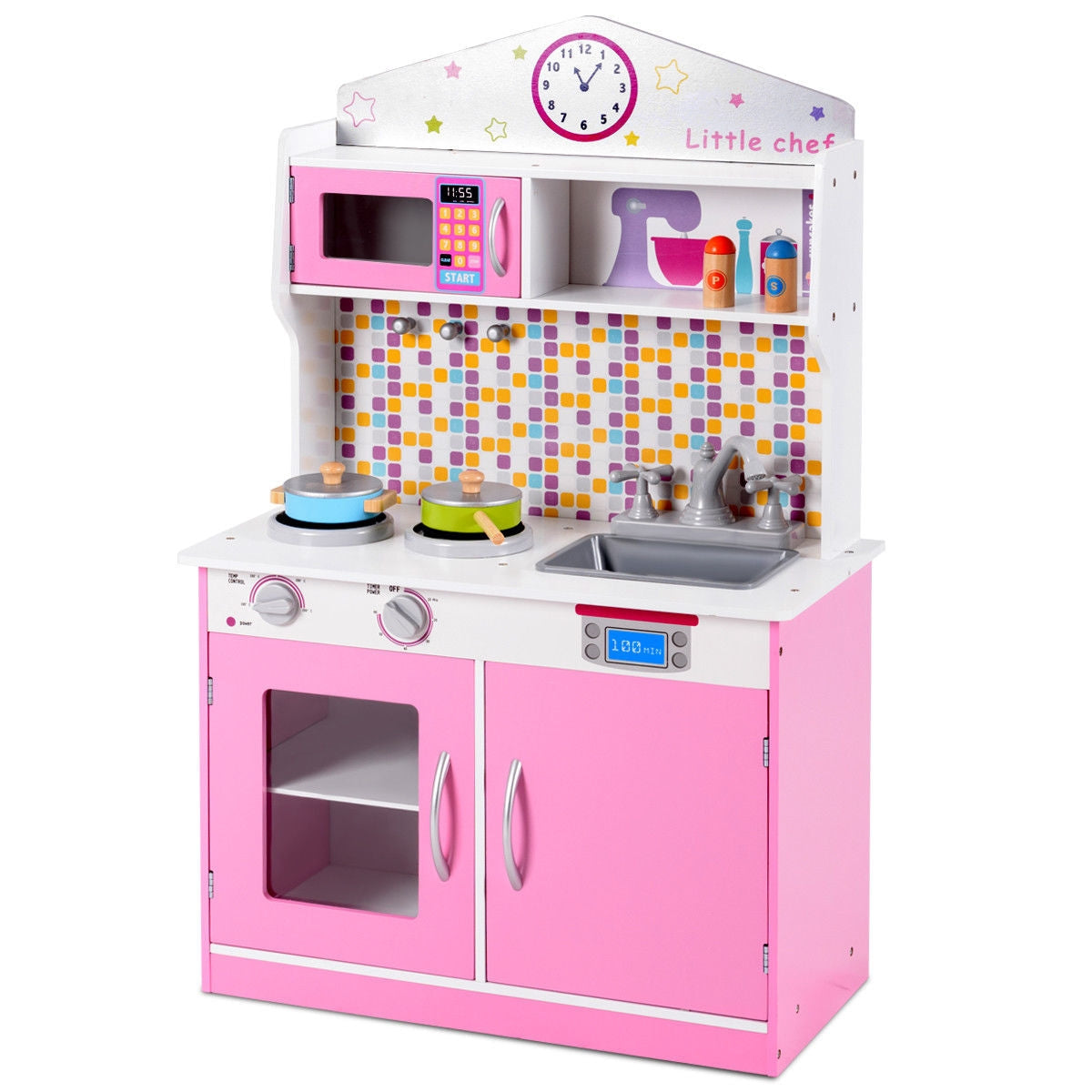 Kids Wooden Pretend Cooking Playset Cookware