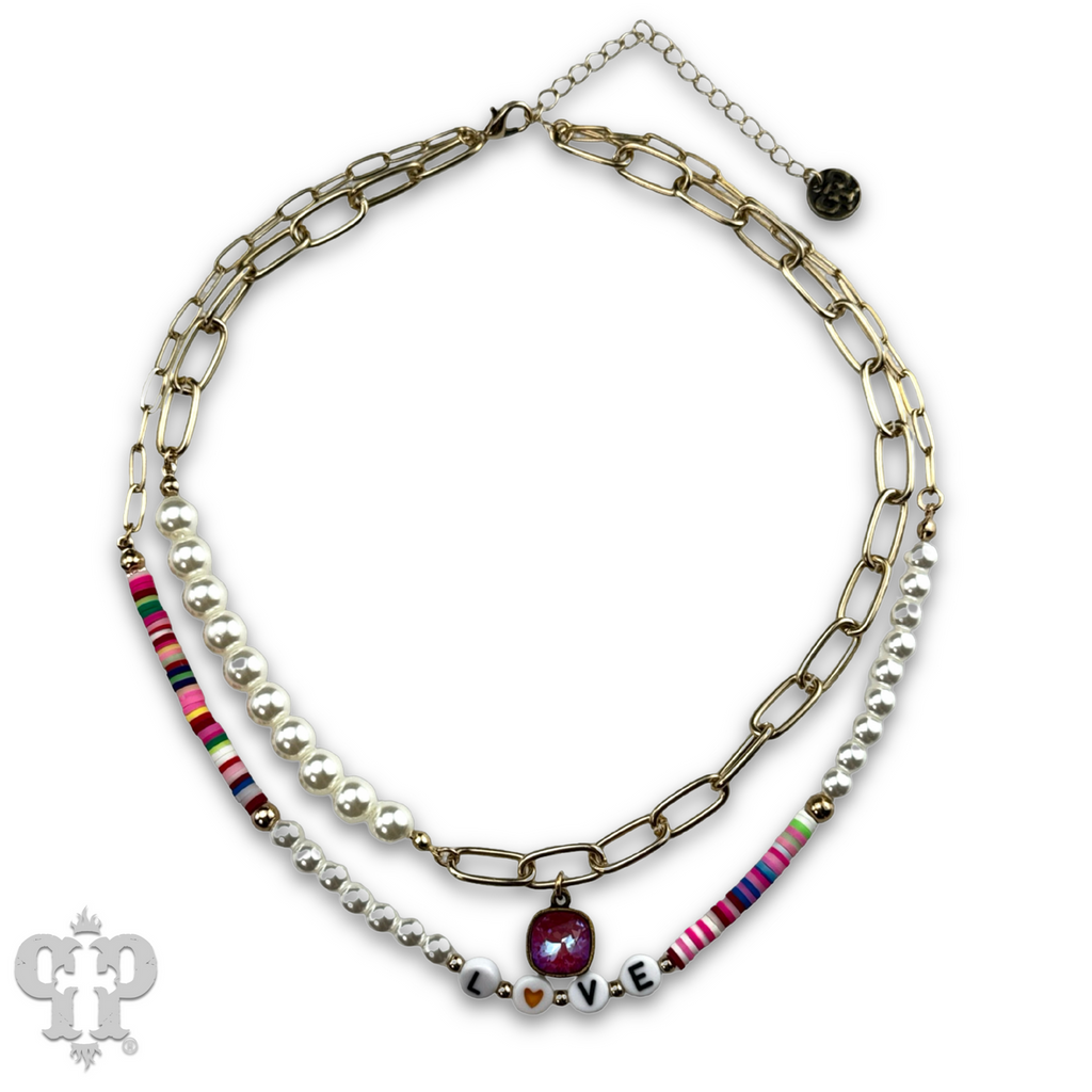 LOVE word multi-color necklace with crystals from Swarovski®- LC