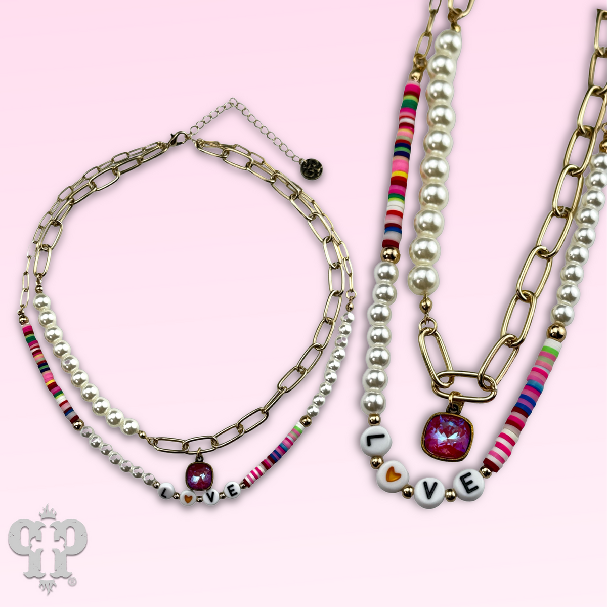LOVE word multi-color necklace with crystals from Swarovski®- LC