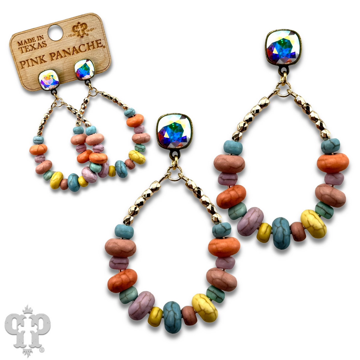Pastel multi-color teardrop with crystals from Swarovski®, last call