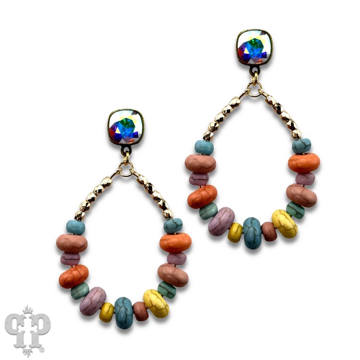 Pastel multi-color teardrop with crystals from Swarovski®, last call