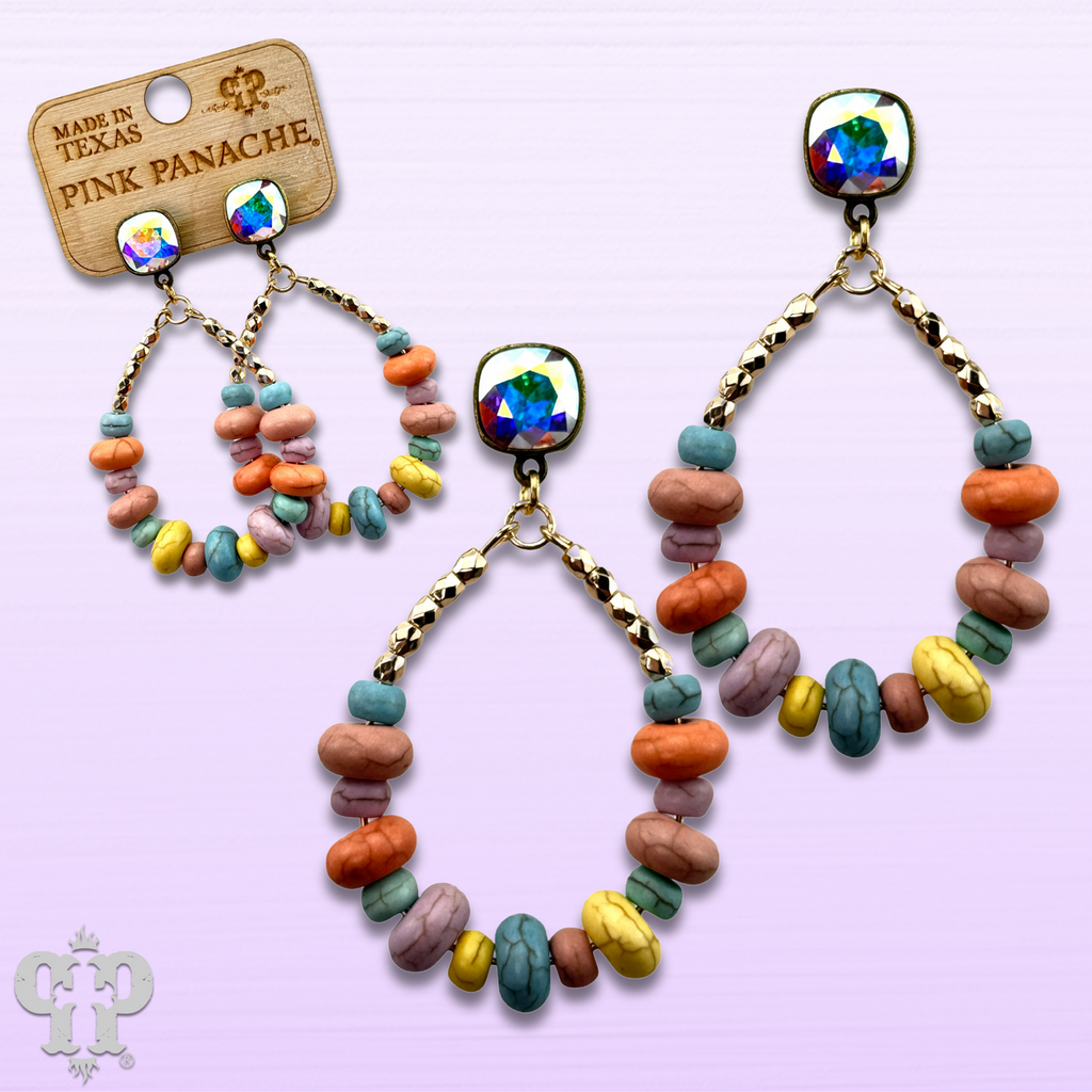 Pastel multi-color teardrop with crystals from Swarovski®, last call
