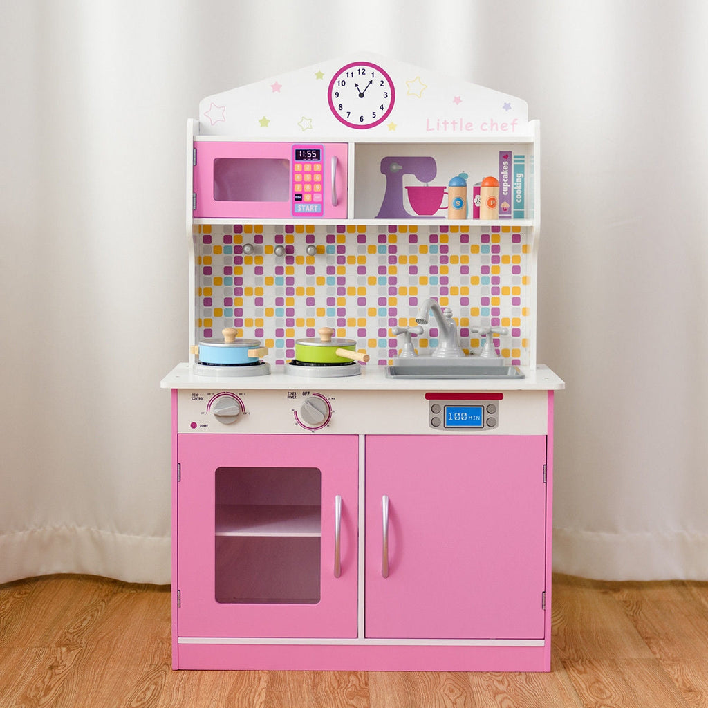 Kids Wooden Pretend Cooking Playset Cookware