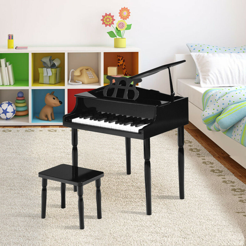 30-Key Wood Toy Kids Grand Piano with Bench