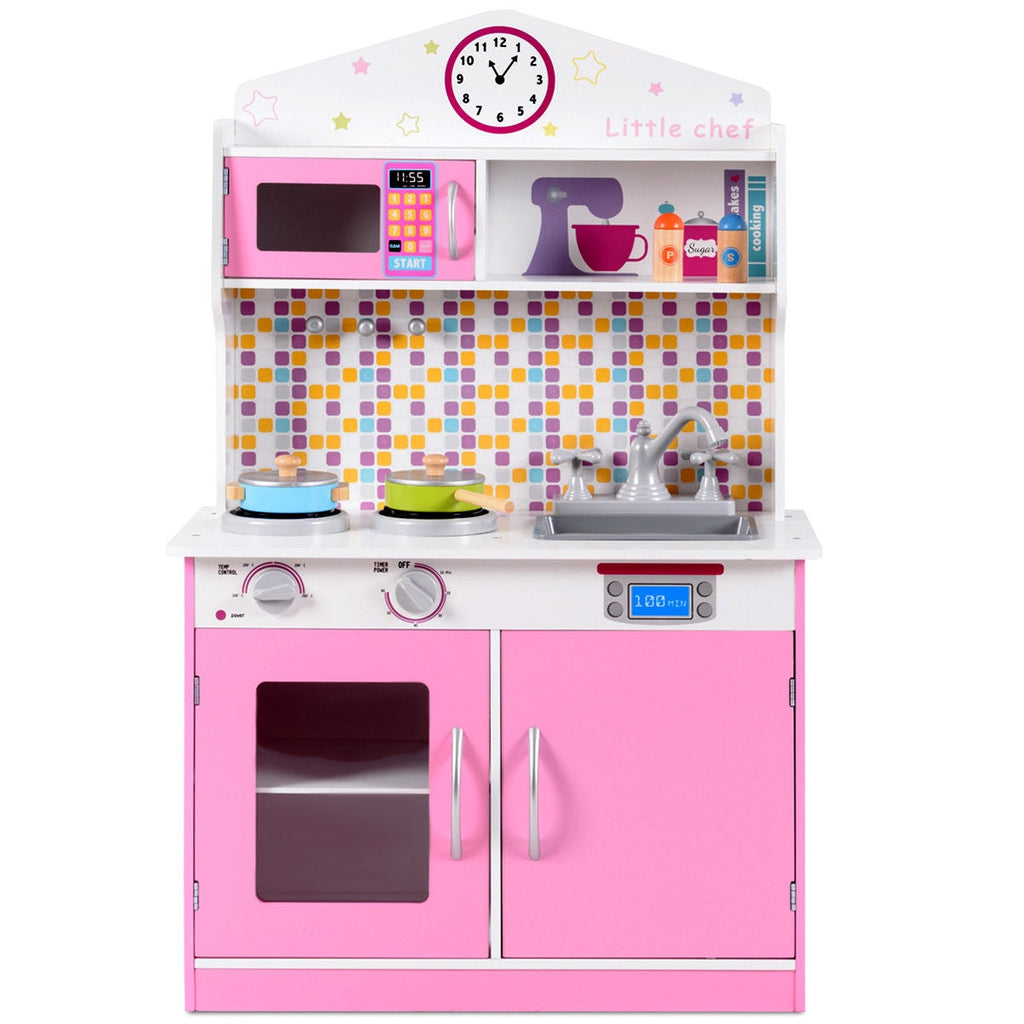 Kids Wooden Pretend Cooking Playset Cookware