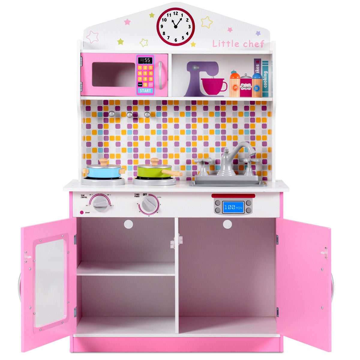 Kids Wooden Pretend Cooking Playset Cookware