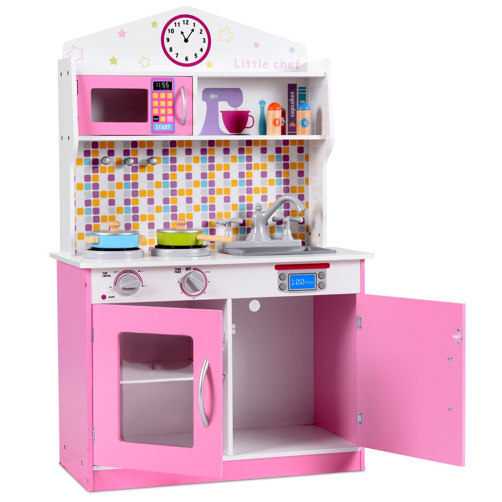 Kids Wooden Pretend Cooking Playset Cookware