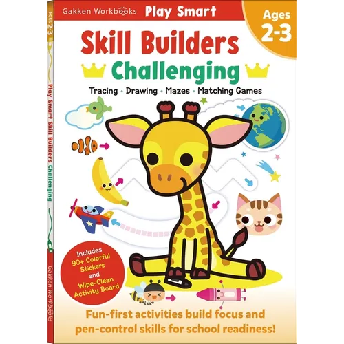 Play Smart Skill Builders: Challenging - Age 2-3: Pre-K Activity Workbook: Learn Essential First Skills: Tracing, Maze, Shapes, Numbers, Letters: 90+ - Paperback