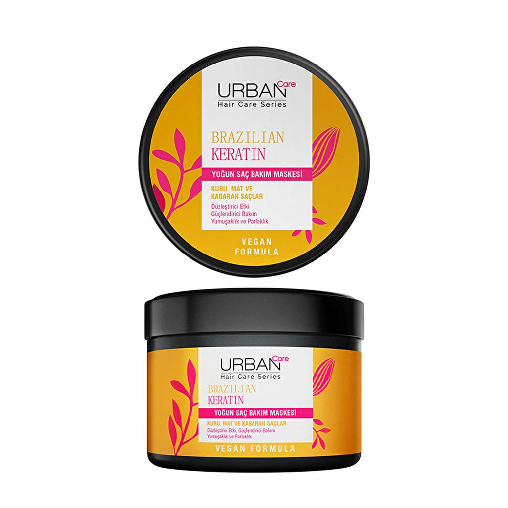 Urban Care Brazilian Keratin Hair Mask: Intense Smoothing, Frizz Control, Shine & Damage Repair - Vegan & Keratin Treatment Aftercare