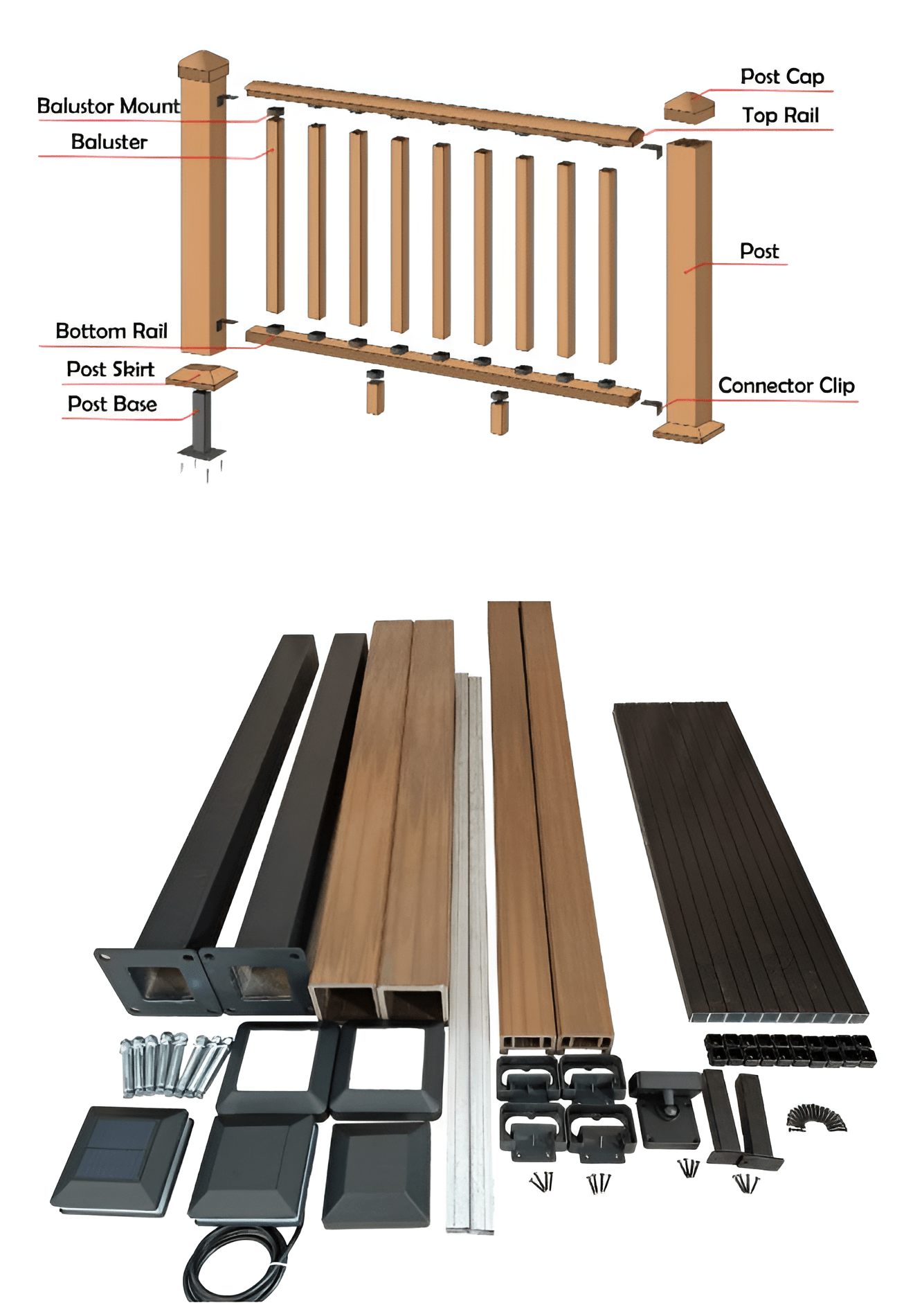 6-ft x 42-in Composite Railing Kit - Durable, Easy to Install & Low-Maintenance
