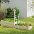 Raised Garden Bed with Trellis 87 Inch Wooden Elevated Planter with 2 Planter Boxes-Natural