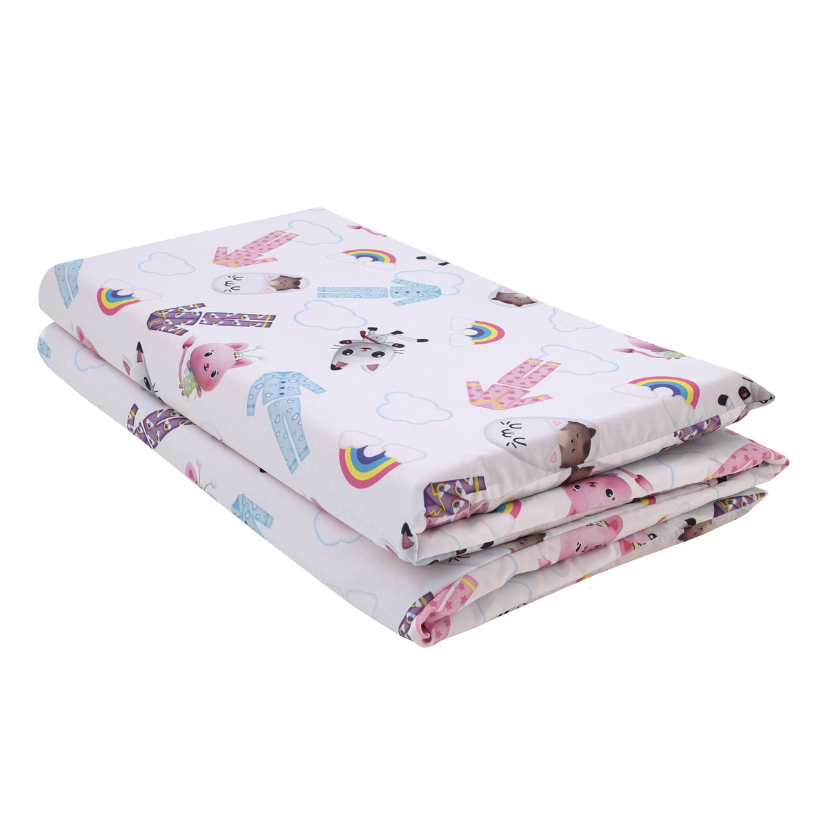 Gabby's Dollhouse Dream It Up Pink, Aqua, Purple PJ's Deluxe Easy Fold Toddler Nap Mat