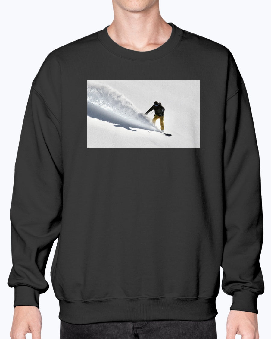 Powder Surfing, Snowboarder, Powder, Winter sport fun, Moss Apparel, Unisex Crewneck Sweatshirt