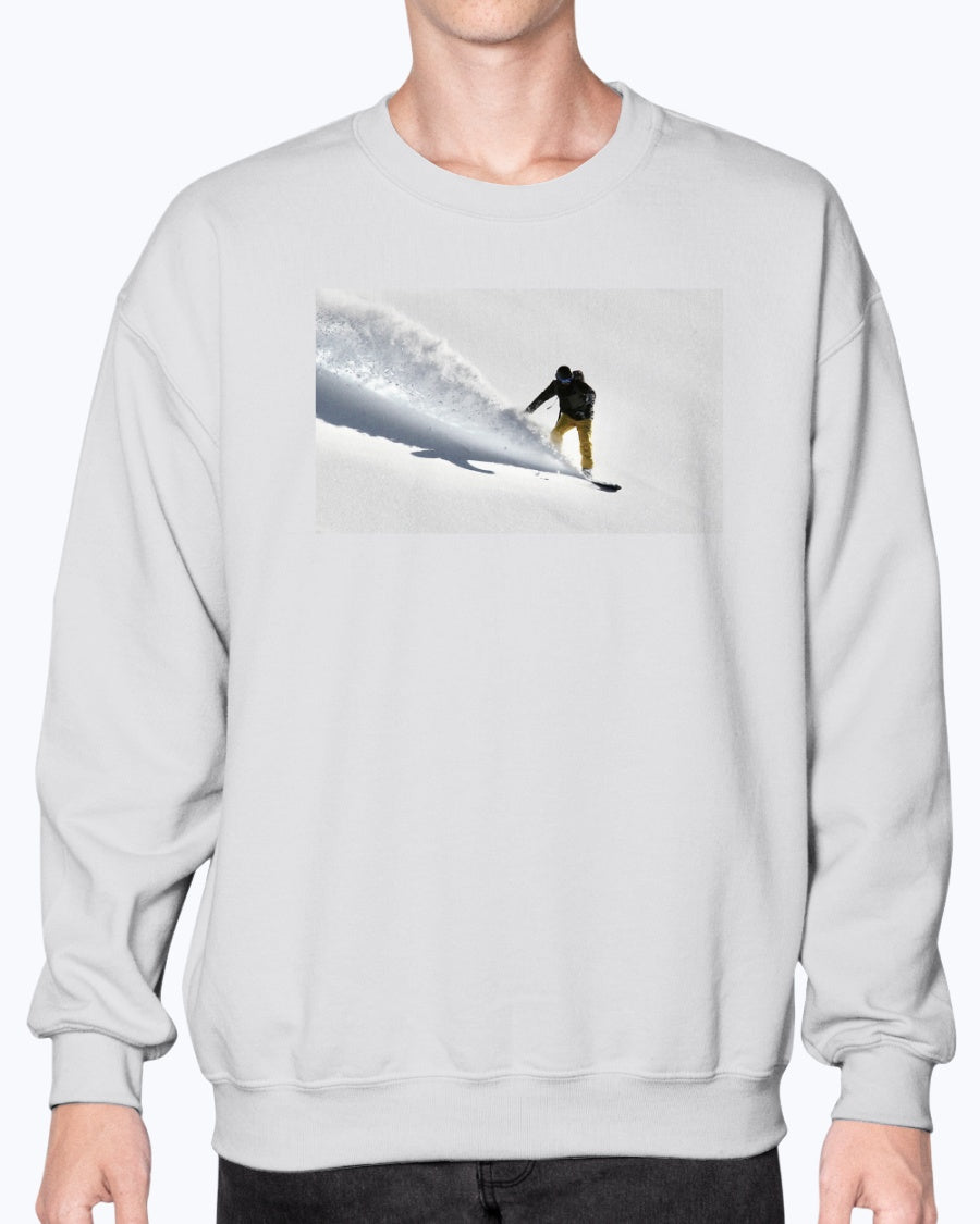 Powder Surfing, Snowboarder, Powder, Winter sport fun, Moss Apparel, Unisex Crewneck Sweatshirt