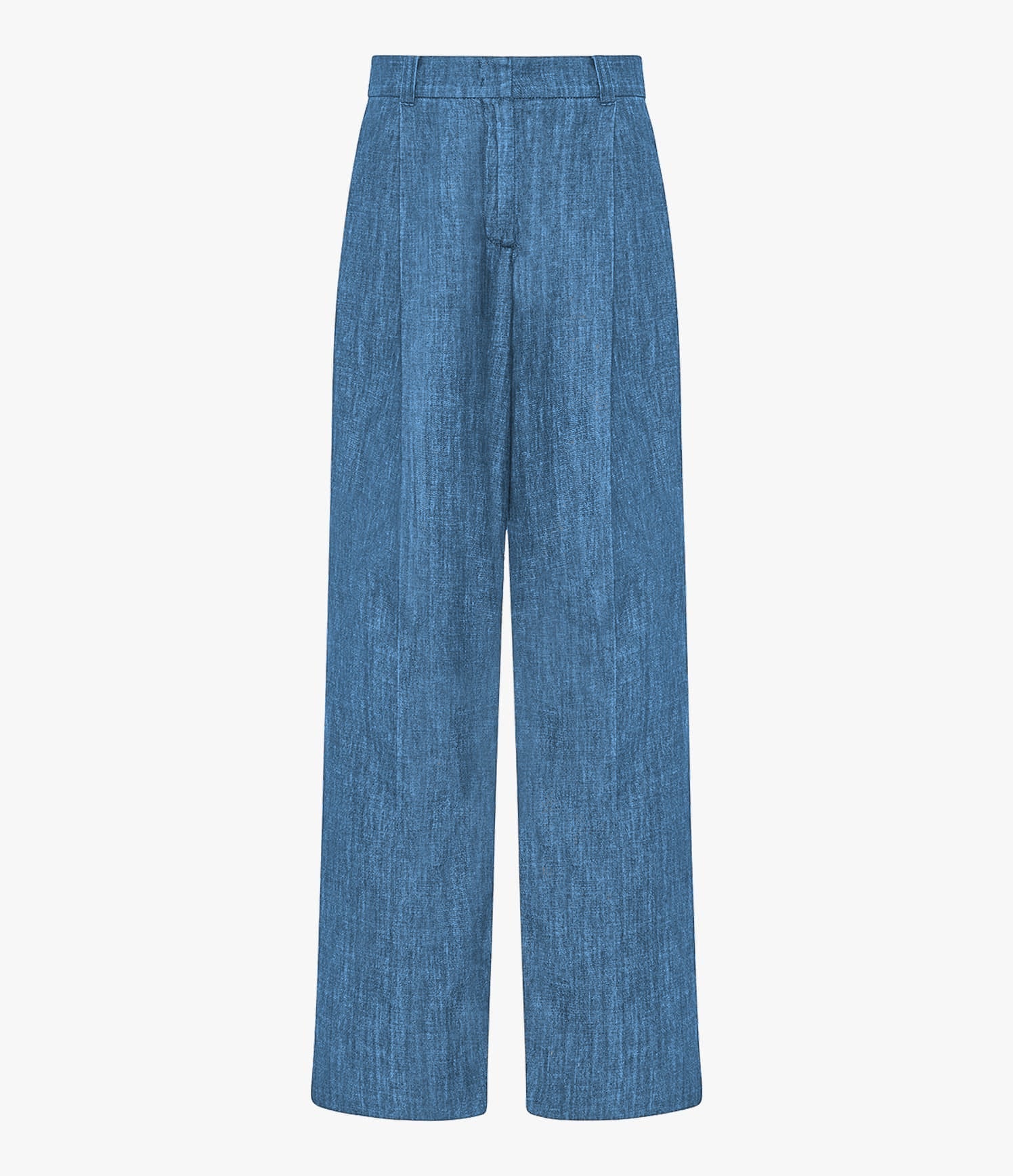 Chambray Relaxed Wide Leg Pant | Medium Blue