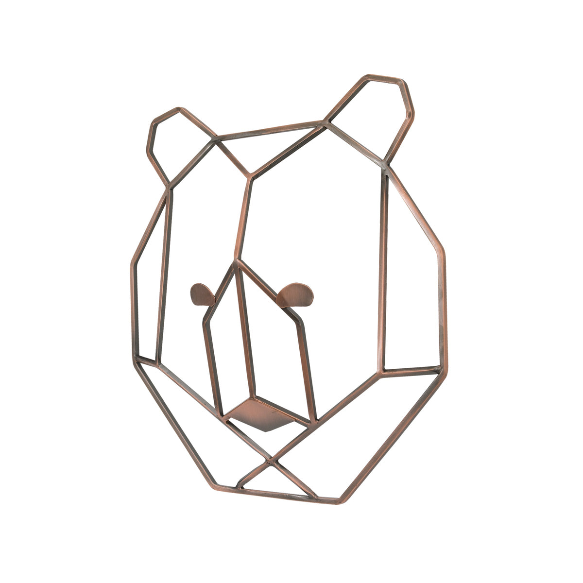 NoJo Mountain Patchwork - Metallic Copper Wire Shaped Bear Head Wall Art
