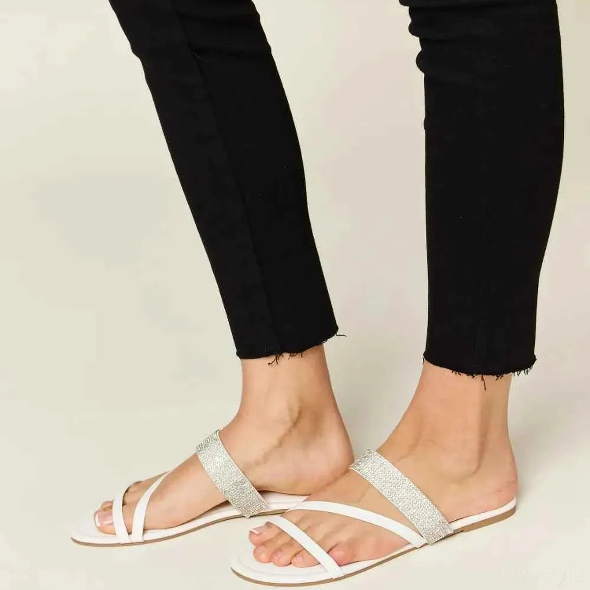 Rhinestone Strappy Flat Sandals