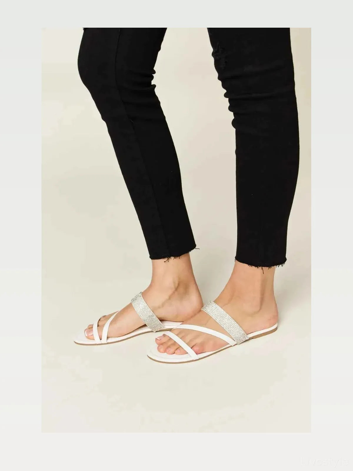 Rhinestone Strappy Flat Sandals