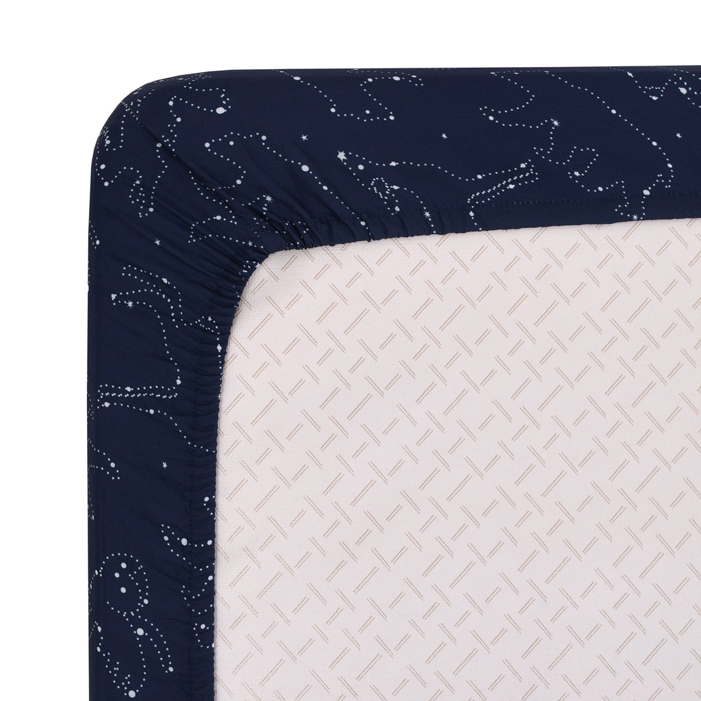 NoJo Super Soft Navy and White Cosmic Constellations Nursery Crib Fitted Sheet