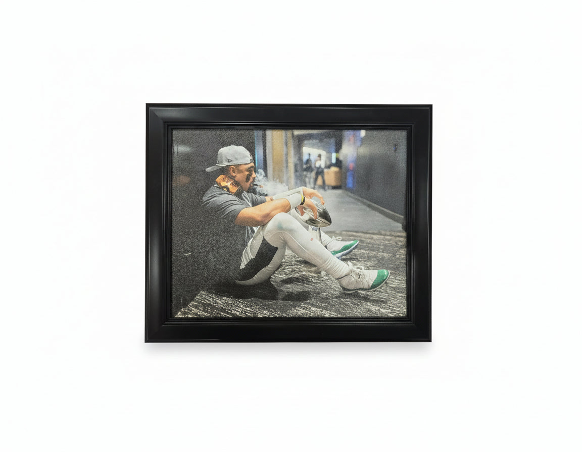 Jalen Hurts Cigar & Trophy Philadelphia Eagles Super Bowl Champions 16" x 20" Framed Football Canvas