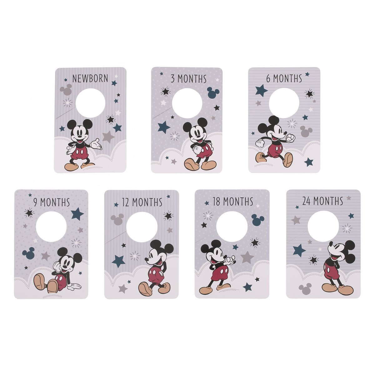 Mickey Mouse Gray, Red, and Black, Nursery Baby Closet Dividers - Set of 7 Newborn to 24 Months