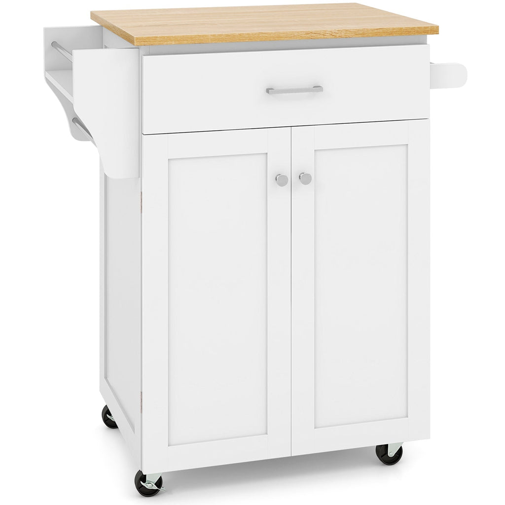 Utility Rolling Storage Cabinet Kitchen Island Cart with Spice Rack