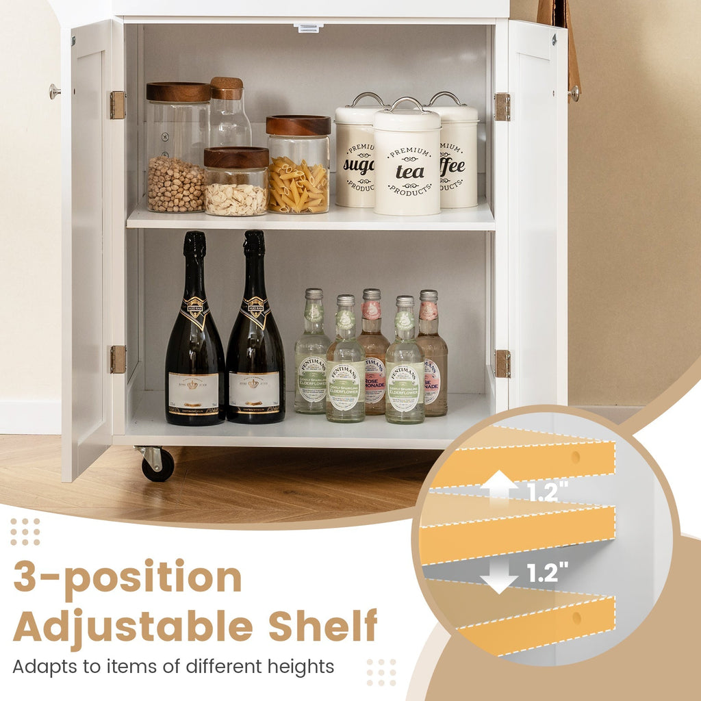 Utility Rolling Storage Cabinet Kitchen Island Cart with Spice Rack