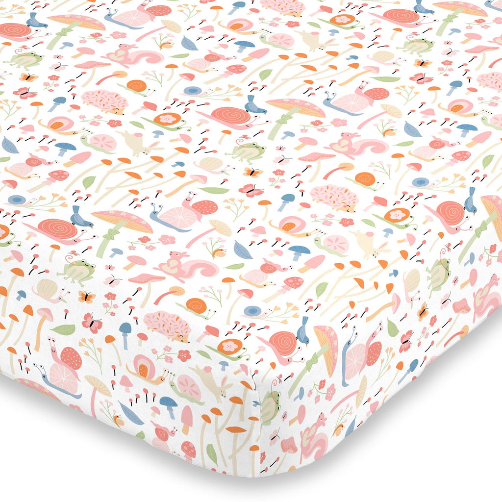 Spring Garden Pink, Green, Orange and Ivory Super Soft Mini Crib Sheet