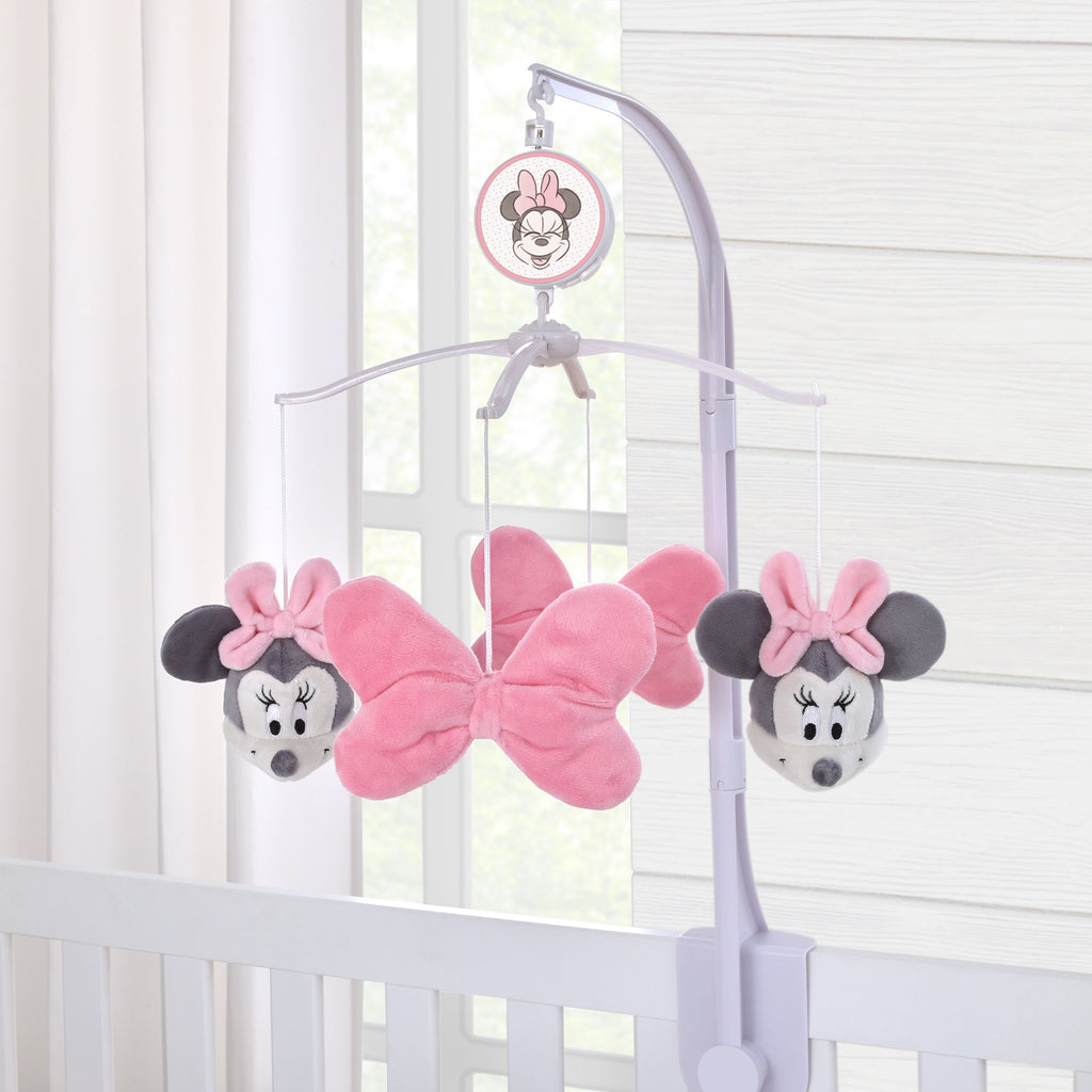 Disney Minnie Mouse Lovely Little Lady Pink Plush Bows Musical Mobile