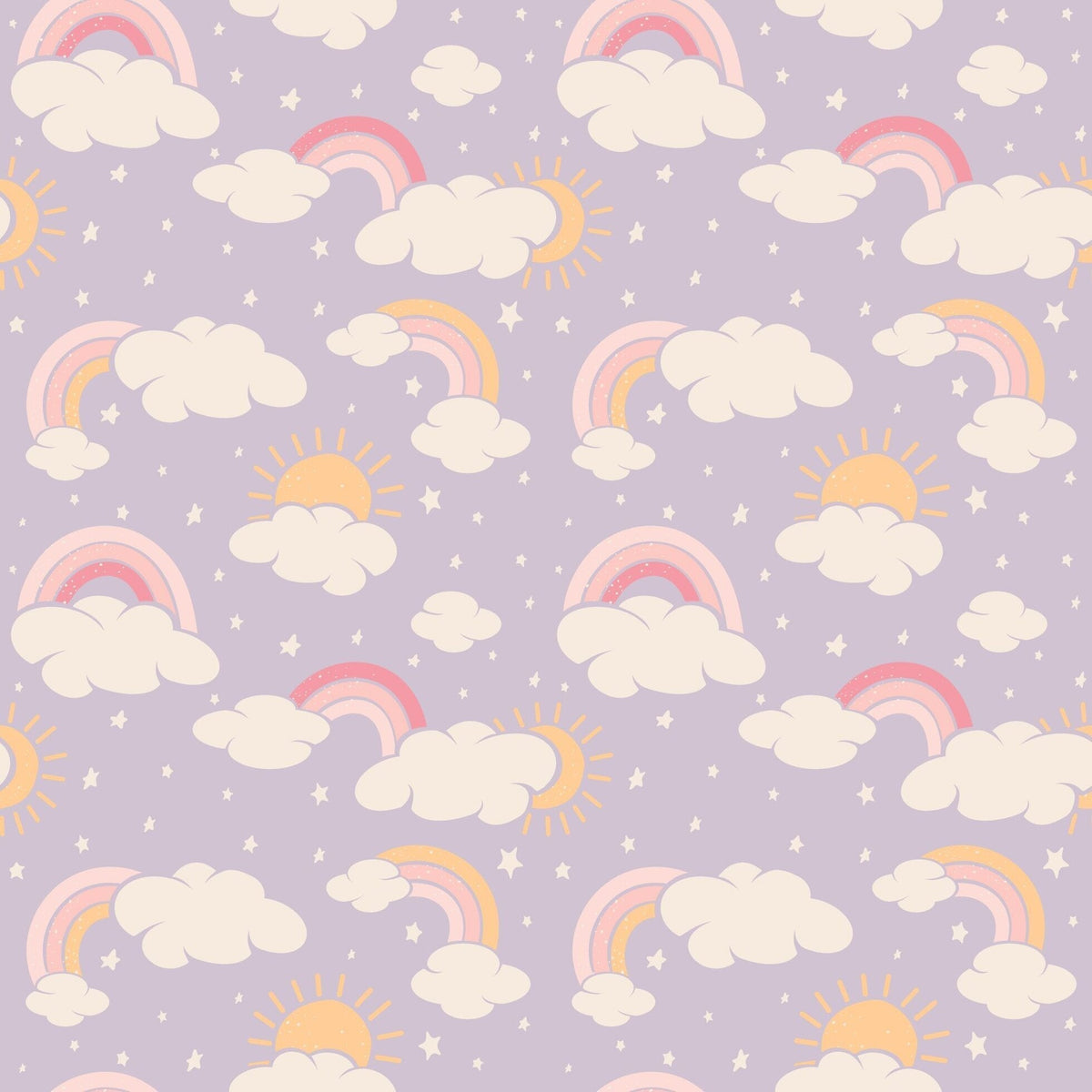 Lavender Rainbows and Clouds Ruffle Baby Footie