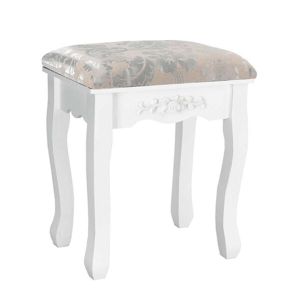 Vanity Table Set with Oval Mirror and 4 Drawers-White