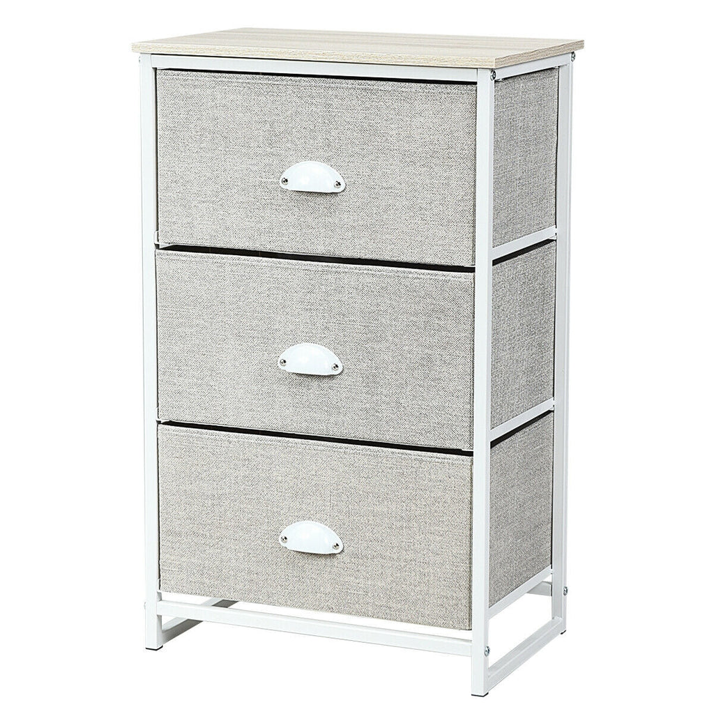 Nightstand Side Table Storage Tower Dresser Chest with 3 Drawers