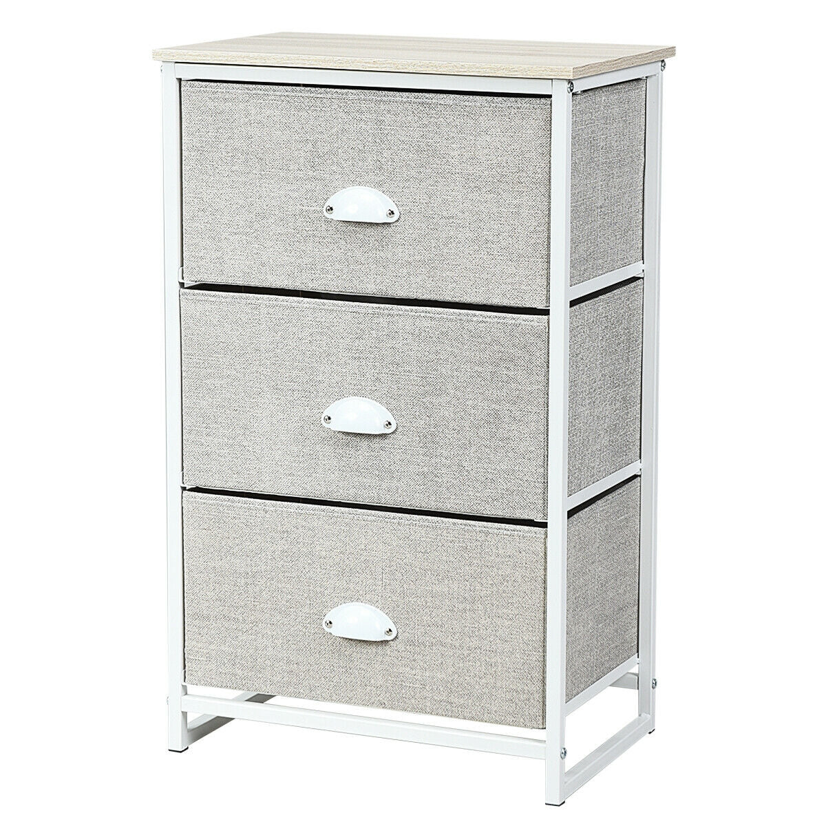 Nightstand Side Table Storage Tower Dresser Chest with 3 Drawers