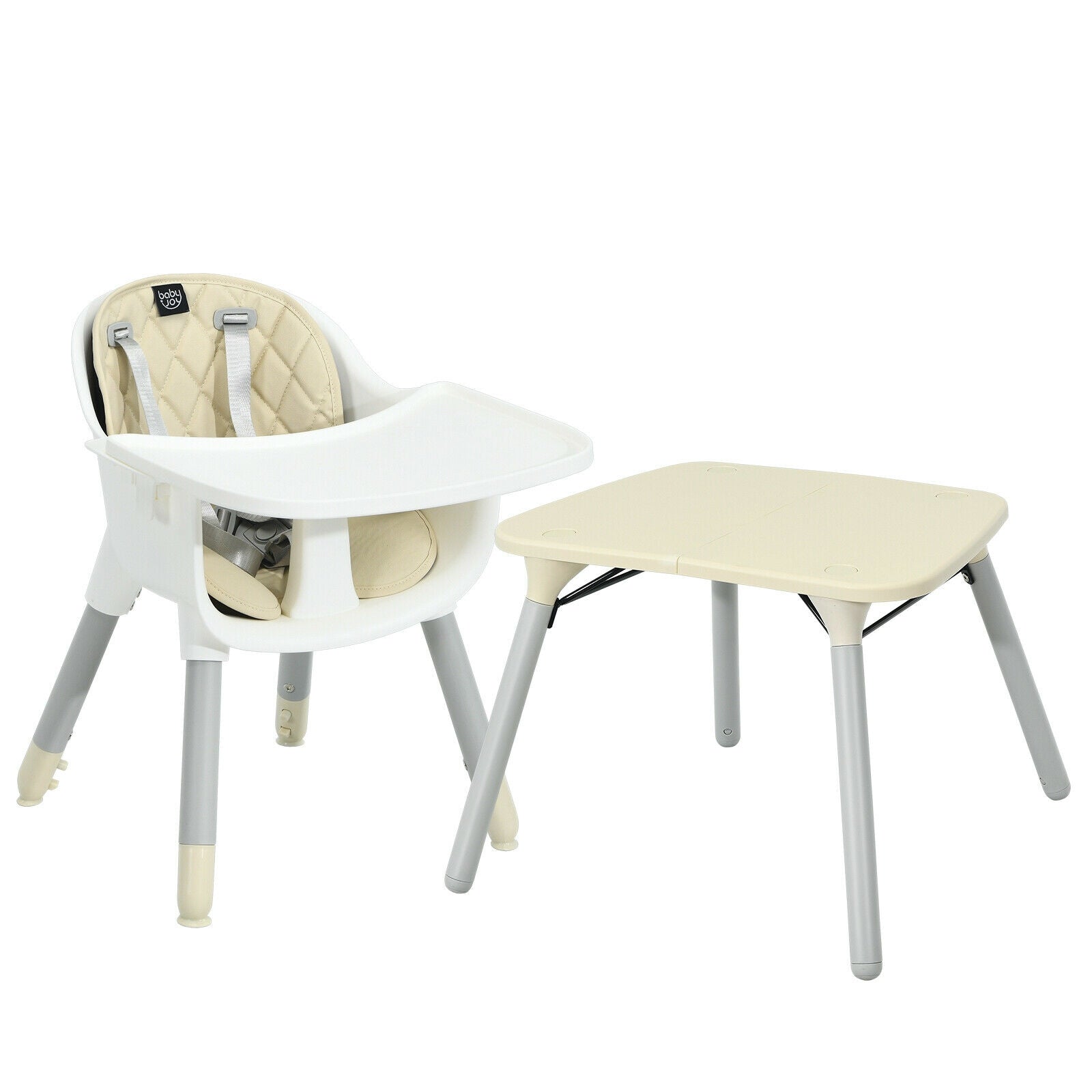 4-in-1 Baby Convertible Toddler Table Chair Set with PU Cushion