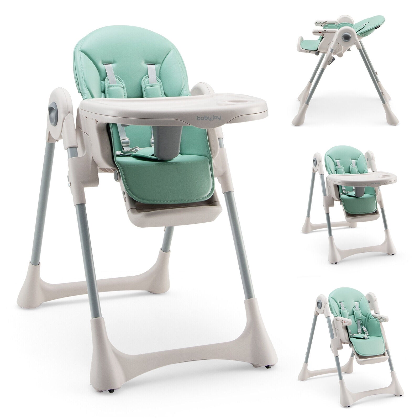 Baby Folding High Chair Dining Chair with Adjustable Height and Footrest