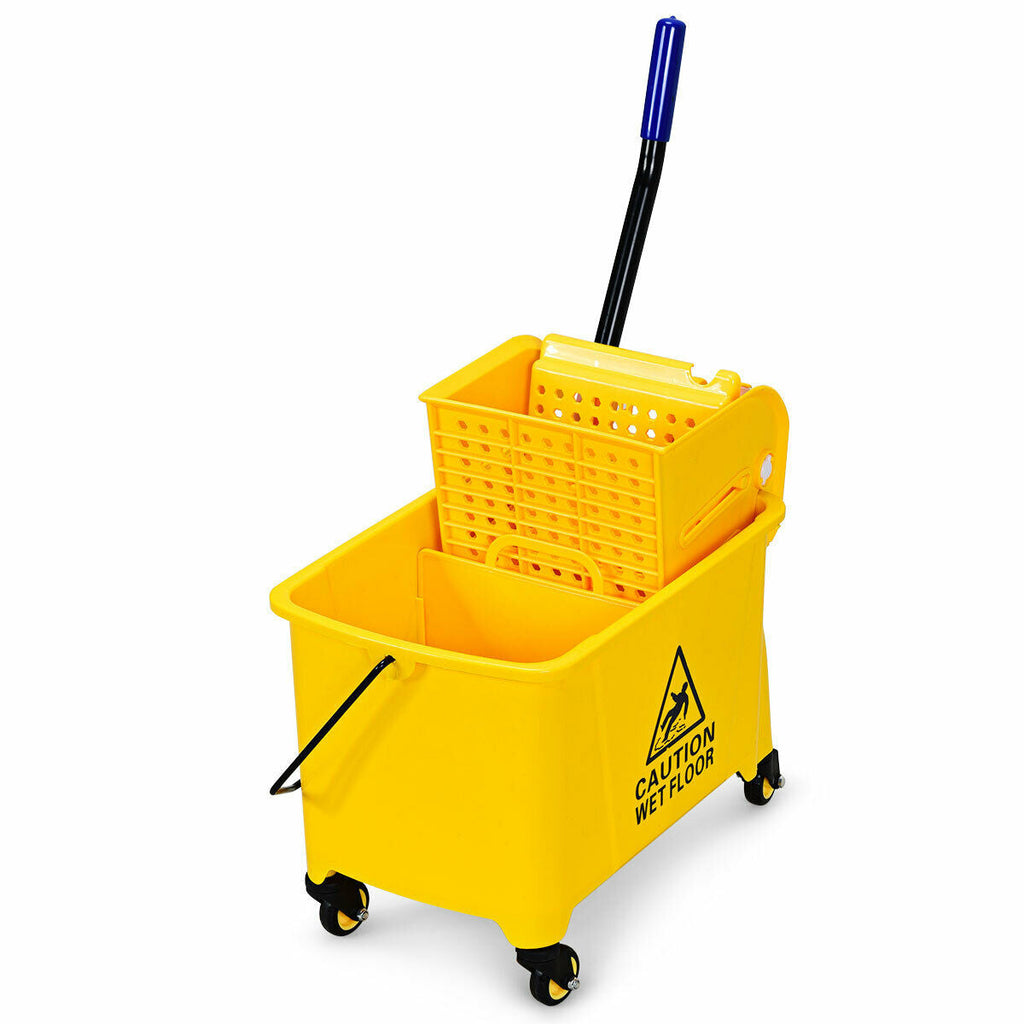 21 Quart Mop Bucket Side Press Wringer on Wheels With Panel