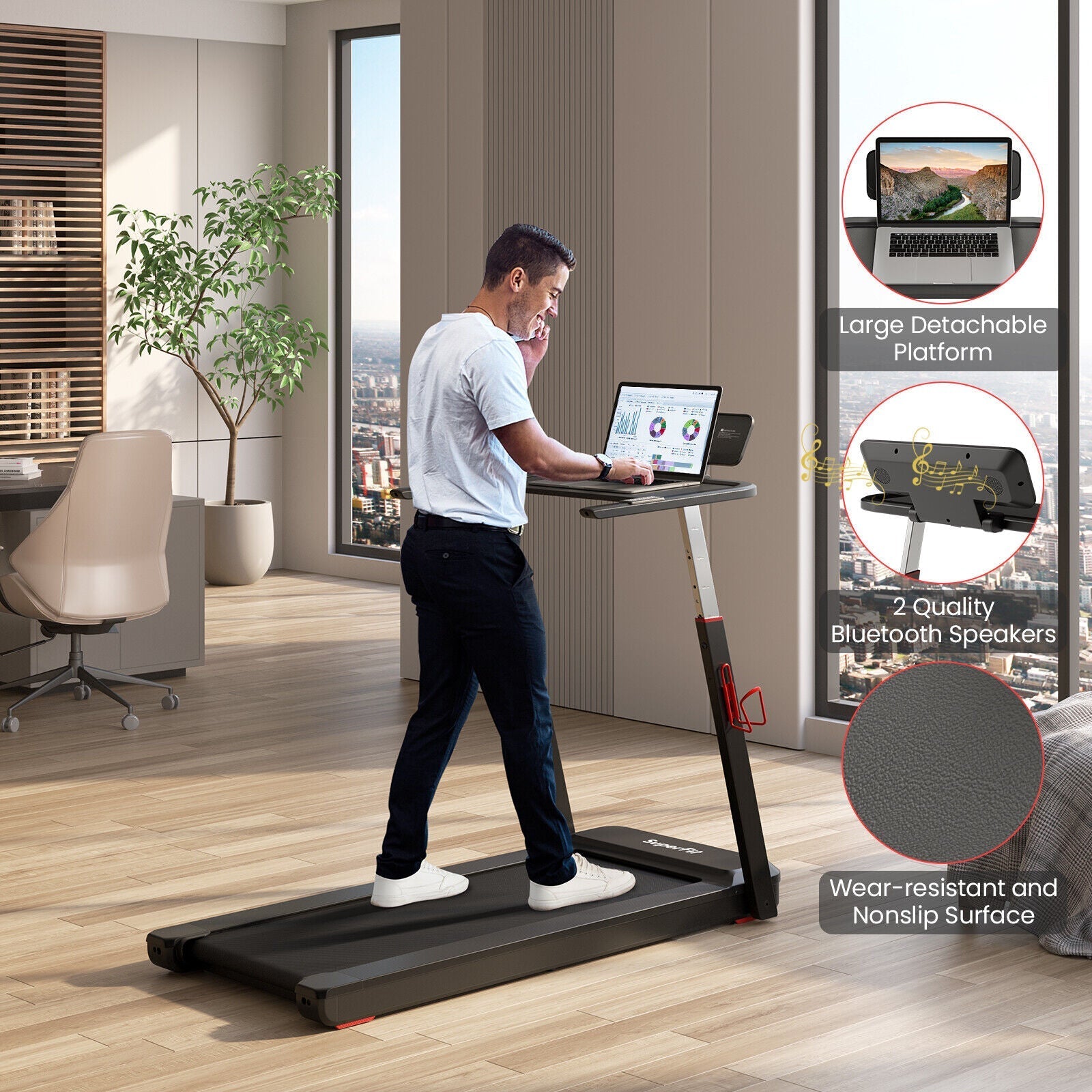 3HP Folding Treadmill with Adjustable Height and APP Control