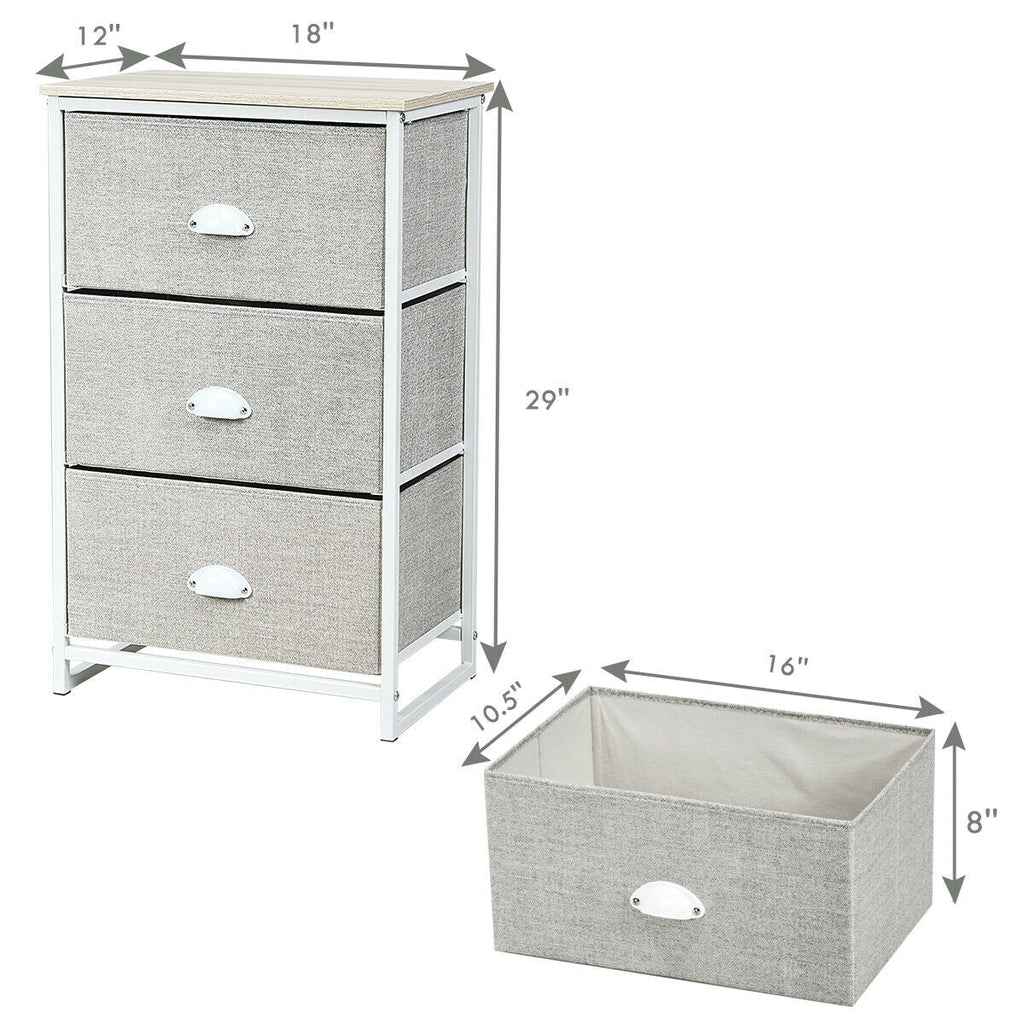 Nightstand Side Table Storage Tower Dresser Chest with 3 Drawers