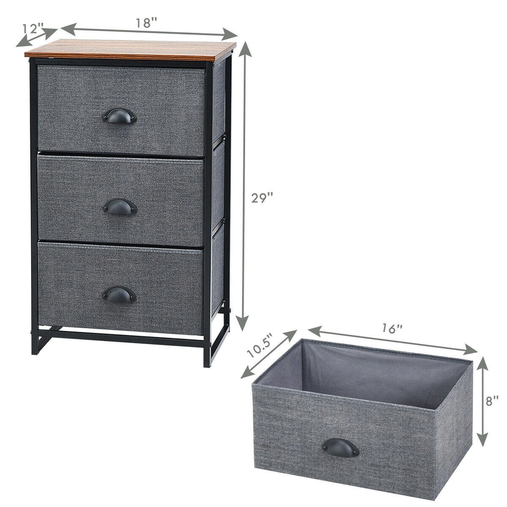 Nightstand Side Table Storage Tower Dresser Chest with 3 Drawers