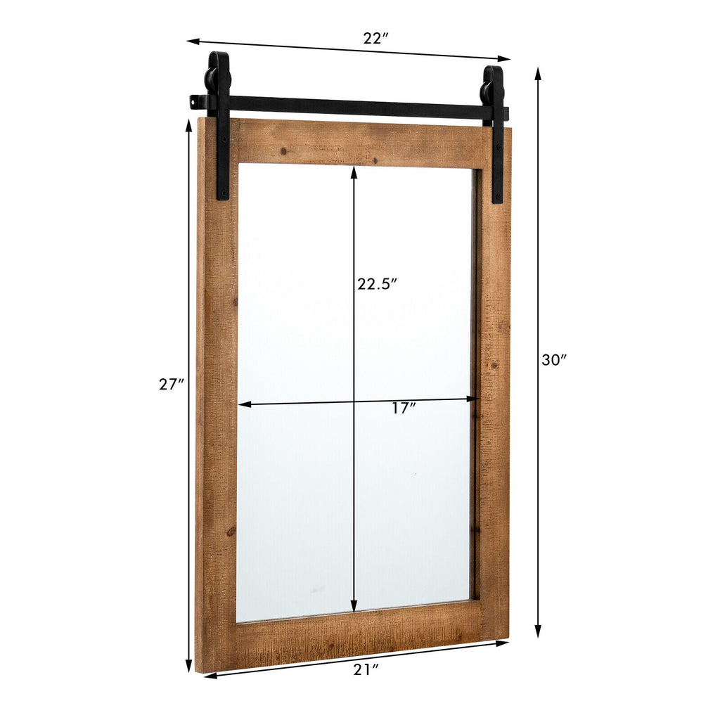 30 x 22 Inch Wall Mount Mirror with Wood Frame