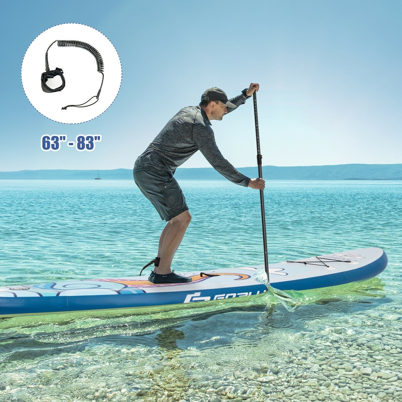 11 ft Inflatable Stand Up Paddle Board Surfboard with Aluminum Paddle Pump