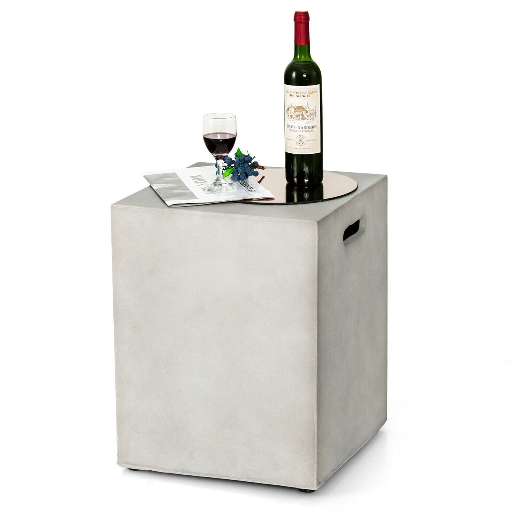 Propane Tank Cover Hideaway Table for Standard 20 Pounds Propane Tank-Gray