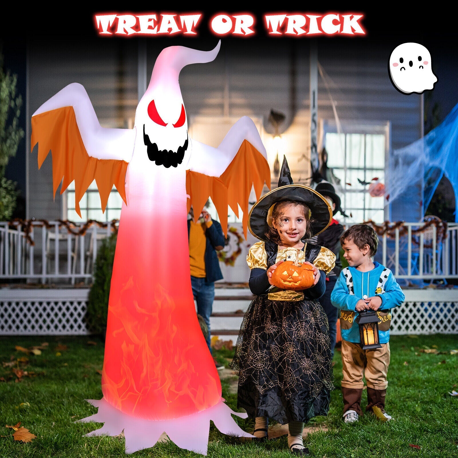 6 Feet Halloween Inflatable Ghost Quick Blow up Halloween D√©cor with LED Lights