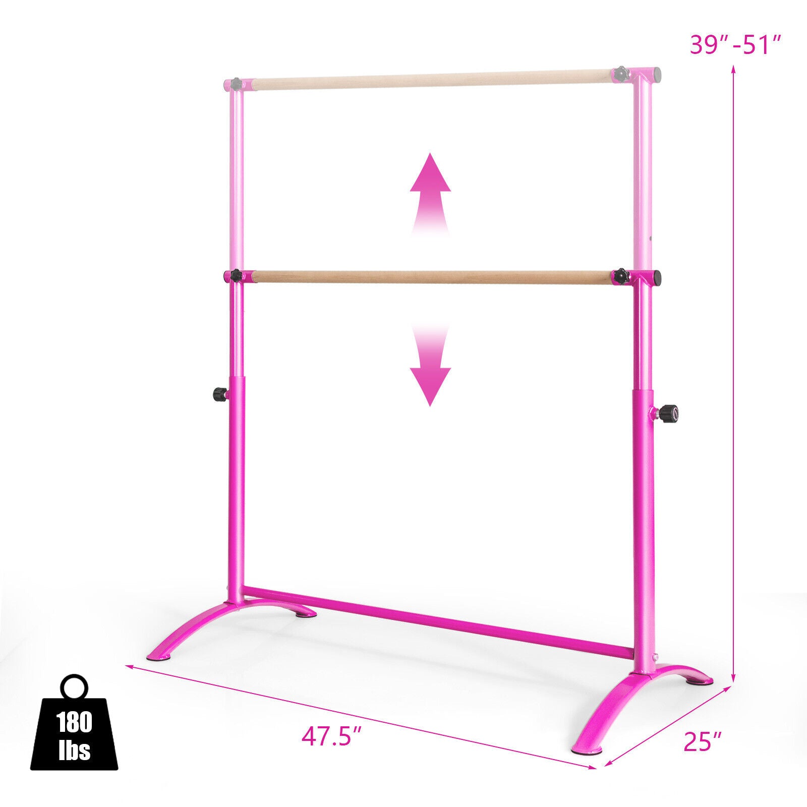 51 Inch Ballet Barre Bar with 4-Position Adjustable Height