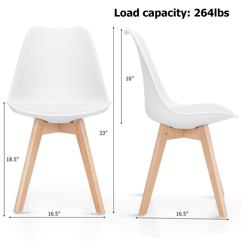 Set of 4 Dining Chairs Mid-Century Modern Shell PU Seat with Wooden Legs