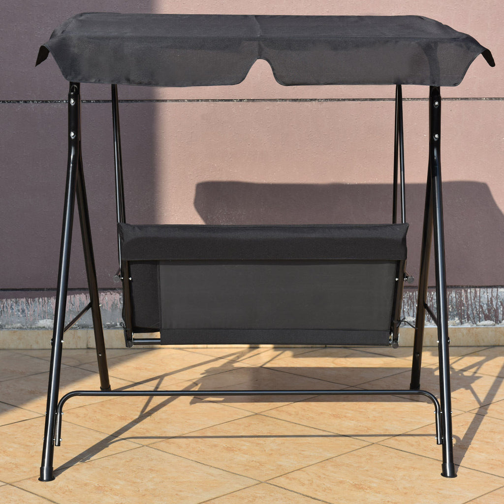 Loveseat Cushioned Patio Steel Frame Swing Glider
